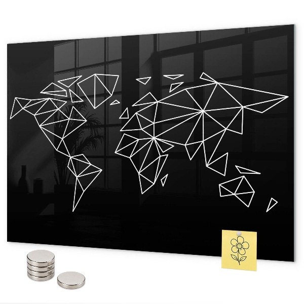Pizarra magnética de cristal Mapa del mundo moderno