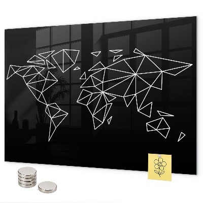 Pizarra magnética de cristal Mapa del mundo moderno