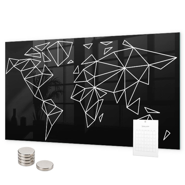 Pizarra magnética de cristal Mapa del mundo moderno
