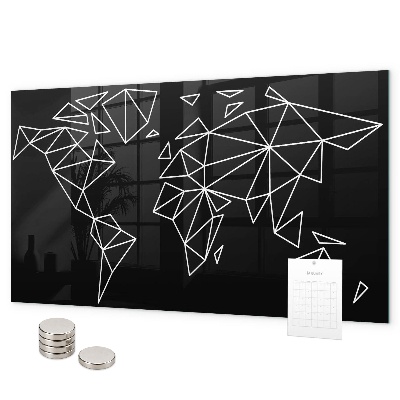 Pizarra magnética de cristal Mapa del mundo moderno