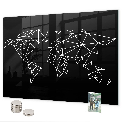 Pizarra magnética de cristal Mapa del mundo moderno