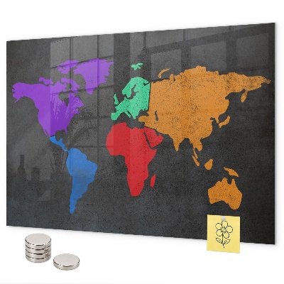 Pizarra magnética de cristal Mapa del mundo