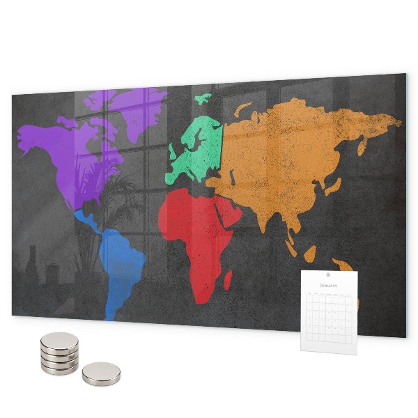 Pizarra magnética de cristal Mapa del mundo