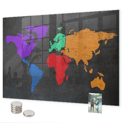 Pizarra magnética de cristal Mapa del mundo