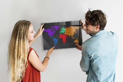Pizarra magnética de cristal Mapa del mundo