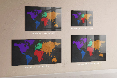 Pizarra magnética de cristal Mapa del mundo