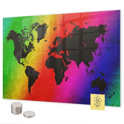 Pizarra magnética de cristal Mapa del mundo