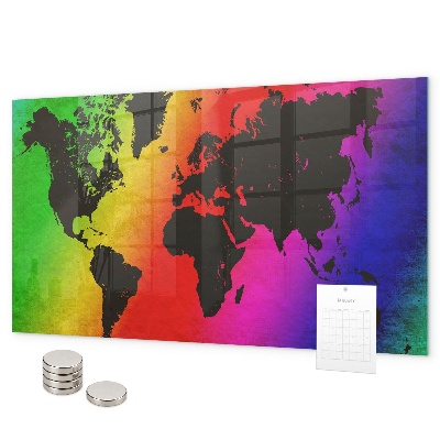 Pizarra magnética de cristal Mapa del mundo