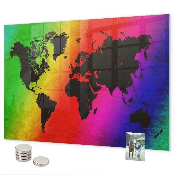 Pizarra magnética de cristal Mapa del mundo