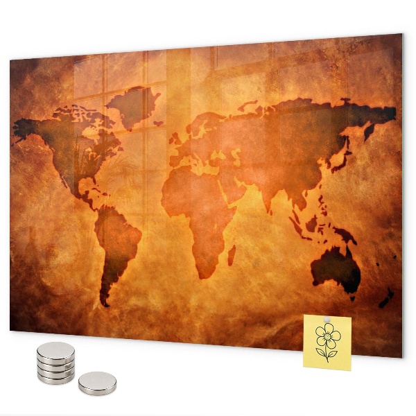 Pizarra magnética de cristal Mapa del mundo grande