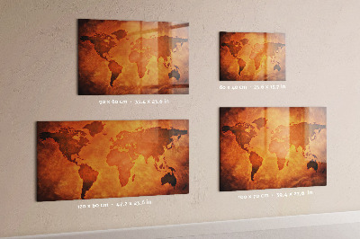 Pizarra magnética de cristal Mapa del mundo grande