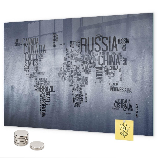 Pizarra magnética Mapa del mundo con leyendas
