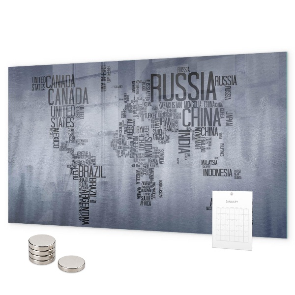 Pizarra magnética Mapa del mundo con leyendas