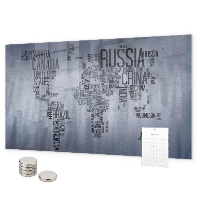 Pizarra magnética Mapa del mundo con leyendas