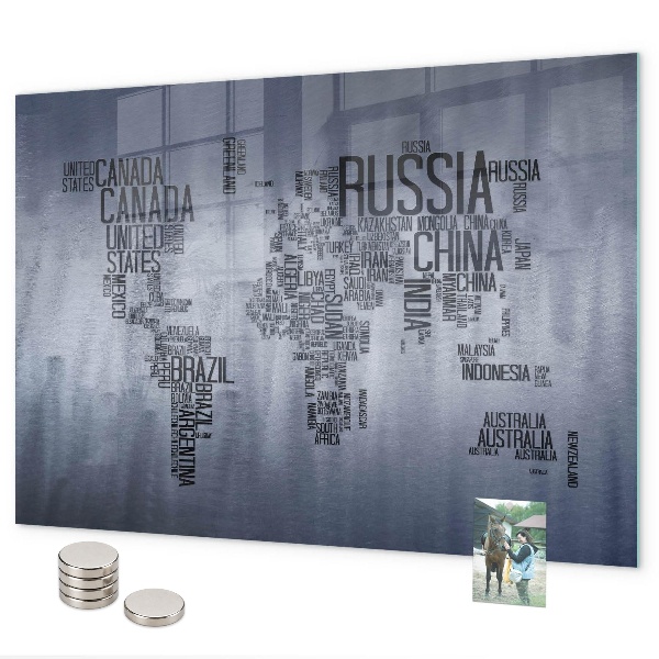 Pizarra magnética Mapa del mundo con leyendas