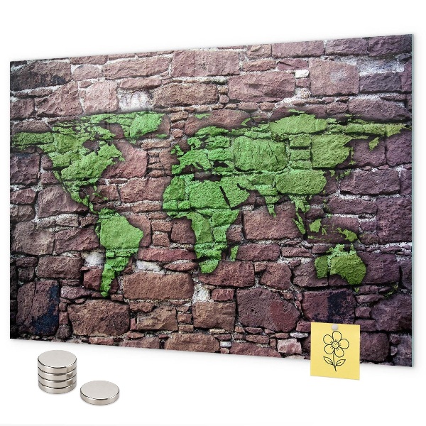 Pizarra magnética Mapa del mundo de ladrillos