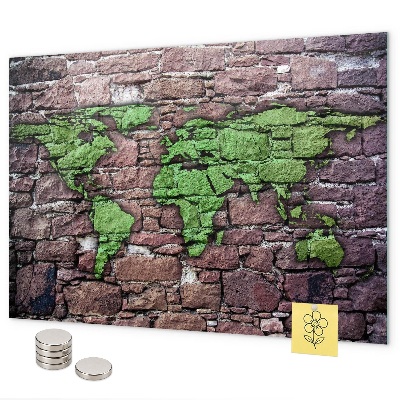 Pizarra magnética Mapa del mundo de ladrillos