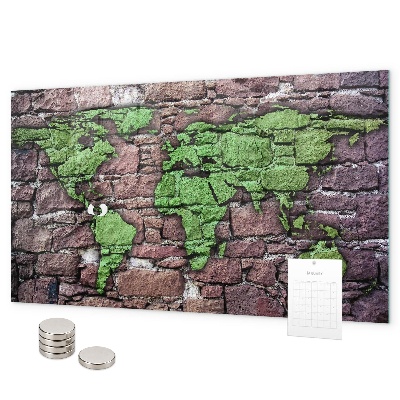 Pizarra magnética Mapa del mundo de ladrillos