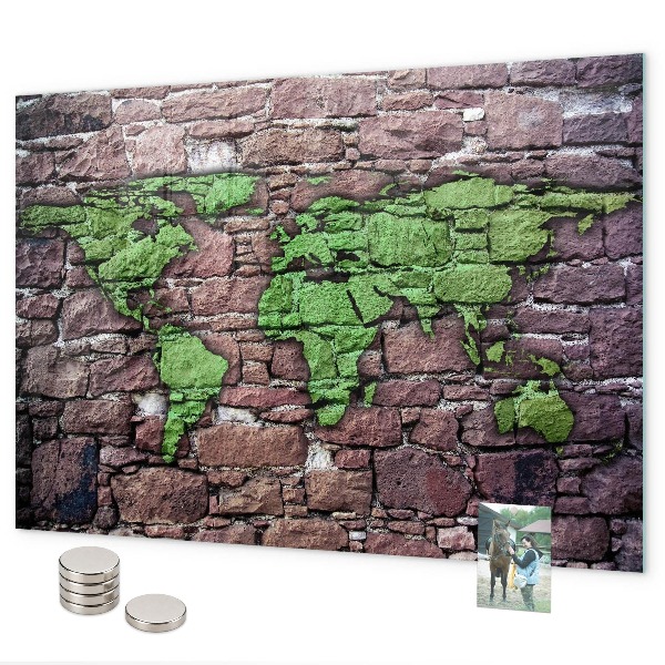Pizarra magnética Mapa del mundo de ladrillos