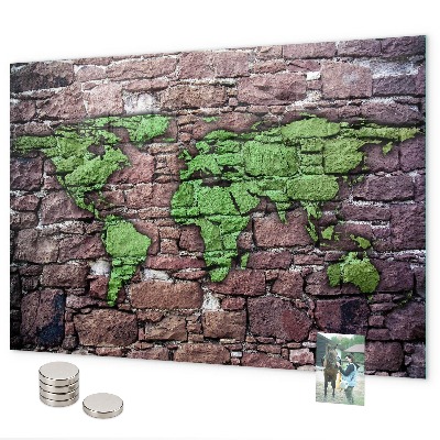 Pizarra magnética Mapa del mundo de ladrillos