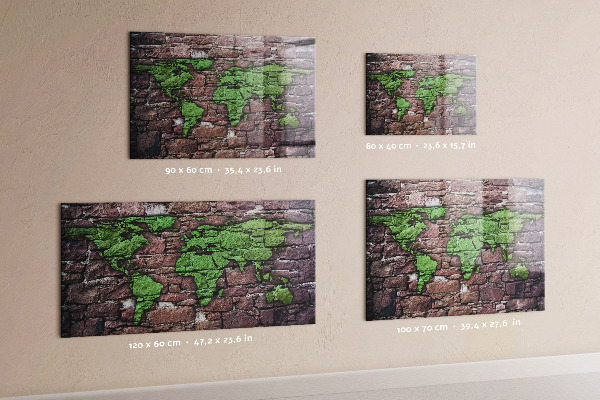 Pizarra magnética Mapa del mundo de ladrillos
