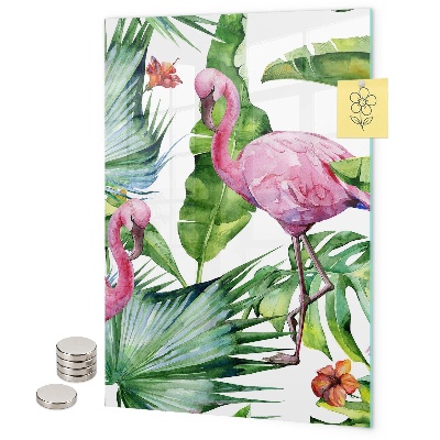 Pizarra magnética de pared Hojas de flamencos tropicales