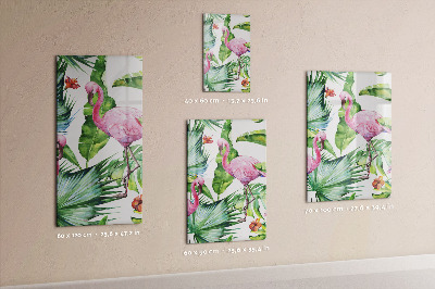 Pizarra magnética de pared Hojas de flamencos tropicales