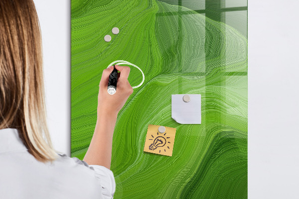 Pizarra borrable de cristal con imanes Tablero verde para fotos y notas.