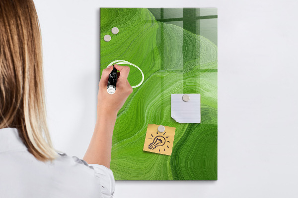 Pizarra borrable de cristal con imanes Tablero verde para fotos y notas.