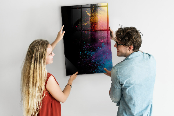 Pizarra borrable de cristal con imanes Un tablero colorido para presentar fotos