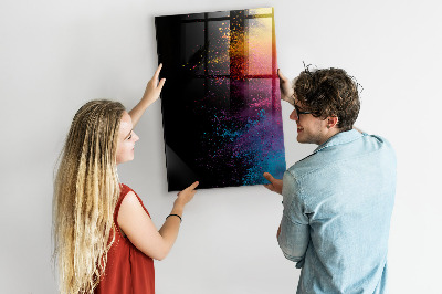 Pizarra borrable de cristal con imanes Un tablero colorido para presentar fotos