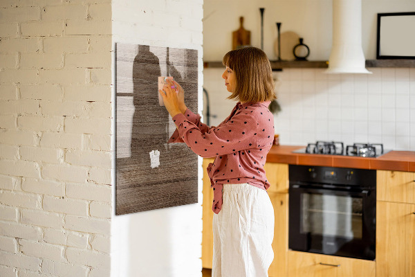 Pizarra magnética de pared con rotulador Tablero moderno para fotos y notas.