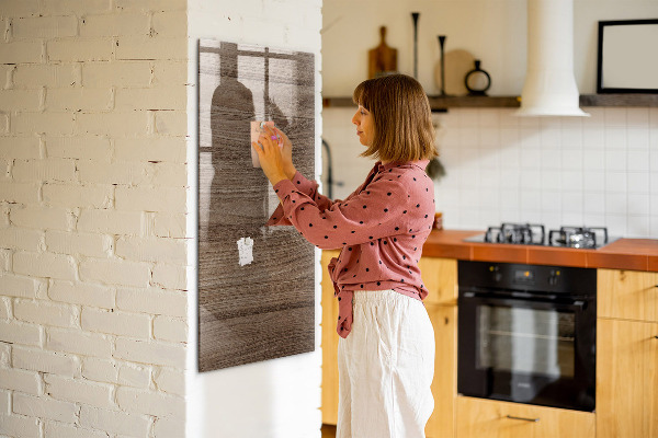 Pizarra magnética de pared con rotulador Tablero moderno para fotos y notas.
