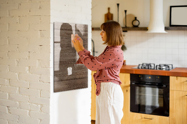 Pizarra magnética de pared con rotulador Tablero moderno para fotos y notas.