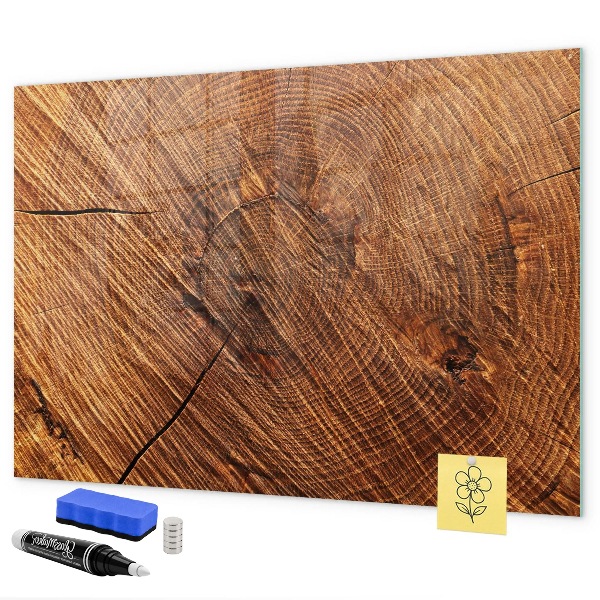 Pizarra borrable de cristal con imanes Organizador de fotos en una tabla de madera