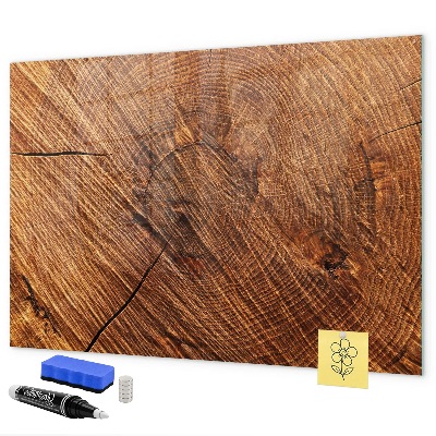 Pizarra borrable de cristal con imanes Organizador de fotos en una tabla de madera