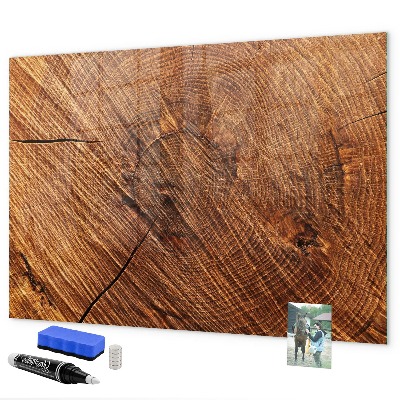 Pizarra borrable de cristal con imanes Organizador de fotos en una tabla de madera