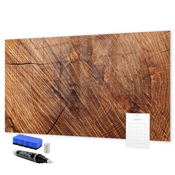 Pizarra borrable de cristal con imanes Organizador de fotos en una tabla de madera