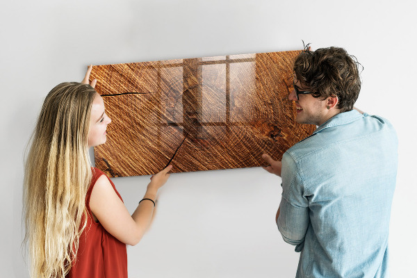 Pizarra borrable de cristal con imanes Organizador de fotos en una tabla de madera