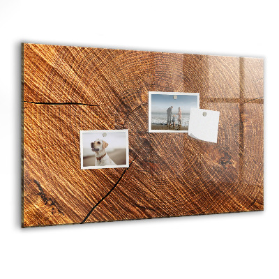 Pizarra borrable de cristal con imanes Organizador de fotos en una tabla de madera