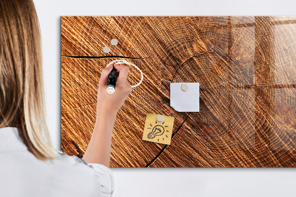 Pizarra borrable de cristal con imanes Organizador de fotos en una tabla de madera