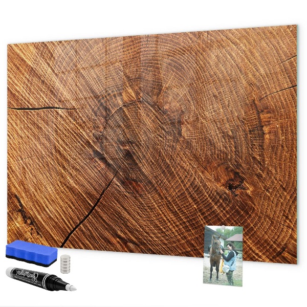 Pizarra borrable de cristal con imanes Organizador de fotos en una tabla de madera
