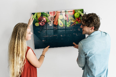 Pizarra borrable de cristal con imanes Inspiraciones culinarias coloridas en la pared