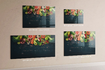 Pizarra borrable de cristal con imanes Inspiraciones culinarias coloridas en la pared
