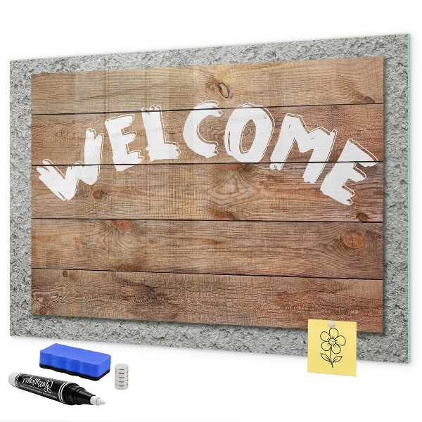 Pizarra magnética de pared con rotulador Tablero de bienvenida con espacio para fotos