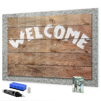 Pizarra magnética de pared con rotulador Tablero de bienvenida con espacio para fotos