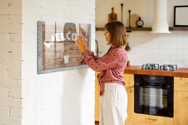 Pizarra magnética de pared con rotulador Tablero de bienvenida con espacio para fotos