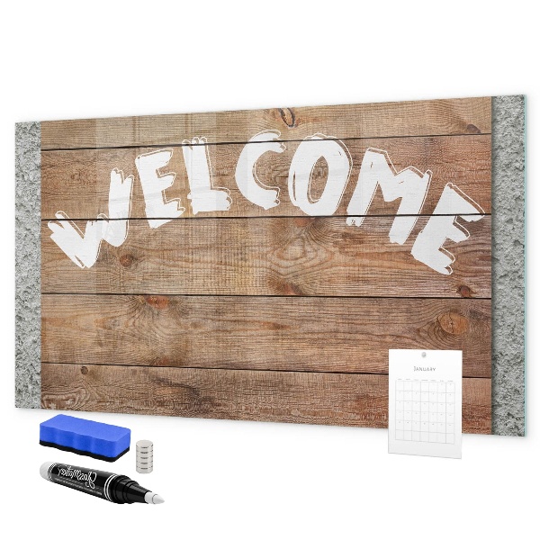 Pizarra magnética de pared con rotulador Tablero de bienvenida con espacio para fotos