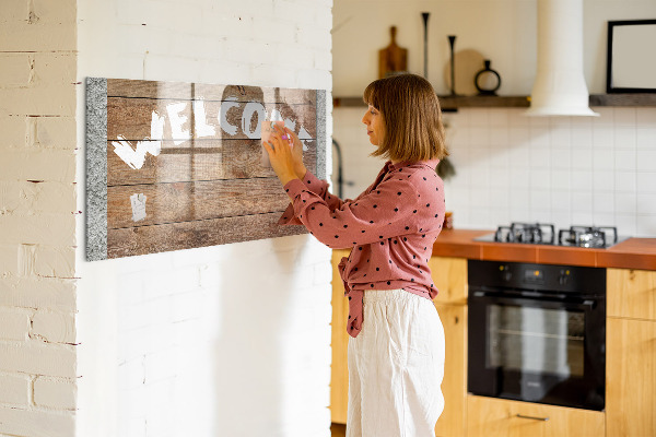 Pizarra magnética de pared con rotulador Tablero de bienvenida con espacio para fotos