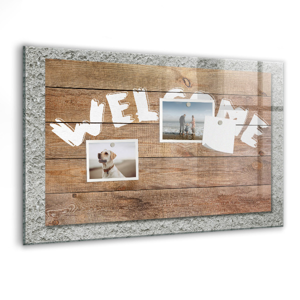 Pizarra magnética de pared con rotulador Tablero de bienvenida con espacio para fotos
